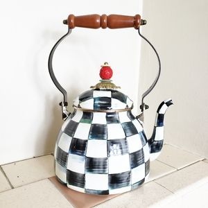 MacKenzie Childs courtly check enamel tea kettle